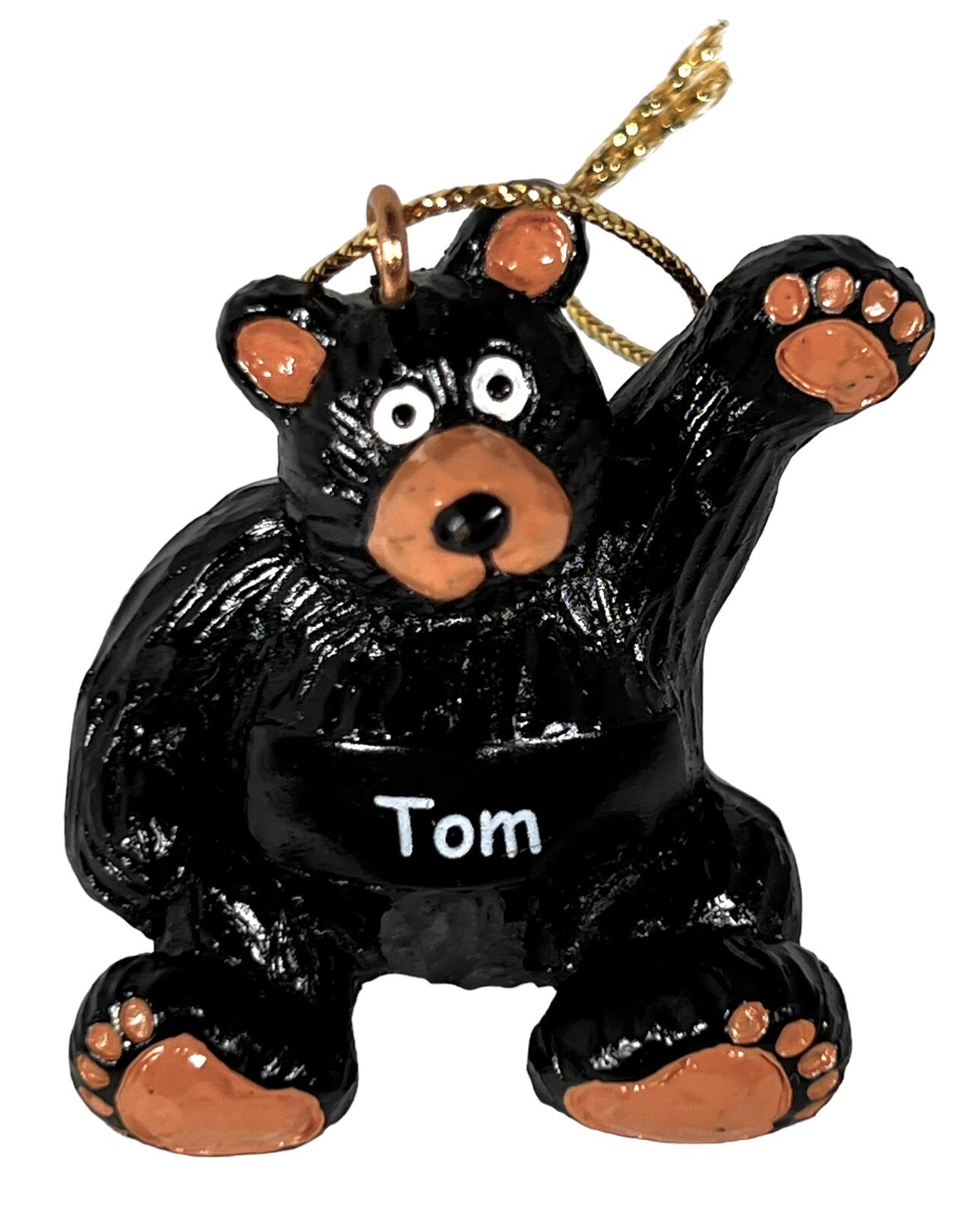 TOM Personalized \'Waving\' BLACK BEAR Ornament 1.75\ TOM Personalized \'Waving\' BLACK BEAR Ornament 1.75\