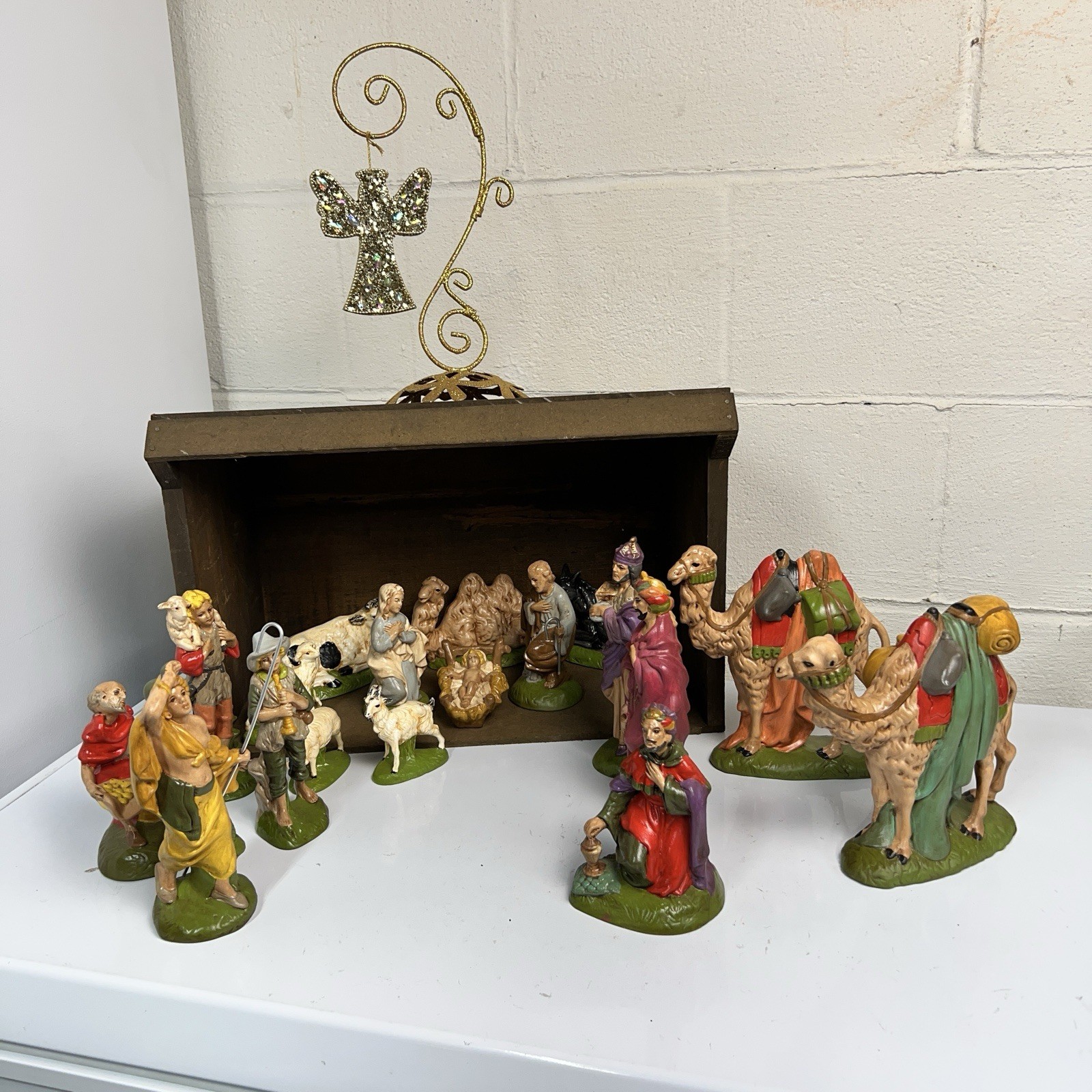 Vtg 1970s Holland Mold Nativity Set 20-Piece w/ Stable Manger Hand Painted Vtg 1970s Holland Mold Nativity Set 20-Piece w/ Stable Manger Hand Painted
