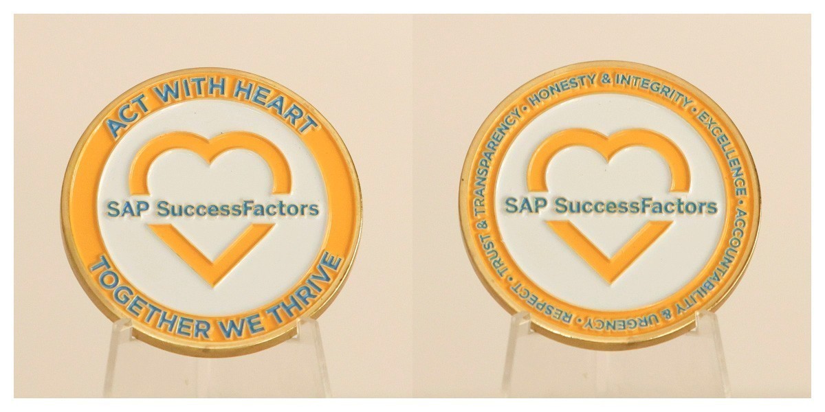 SAP SuccessFactors Act With Heart Together We Thrive Challenge Coin 4#F SAP SuccessFactors Act With Heart Together We Thrive Challenge Coin 4#F