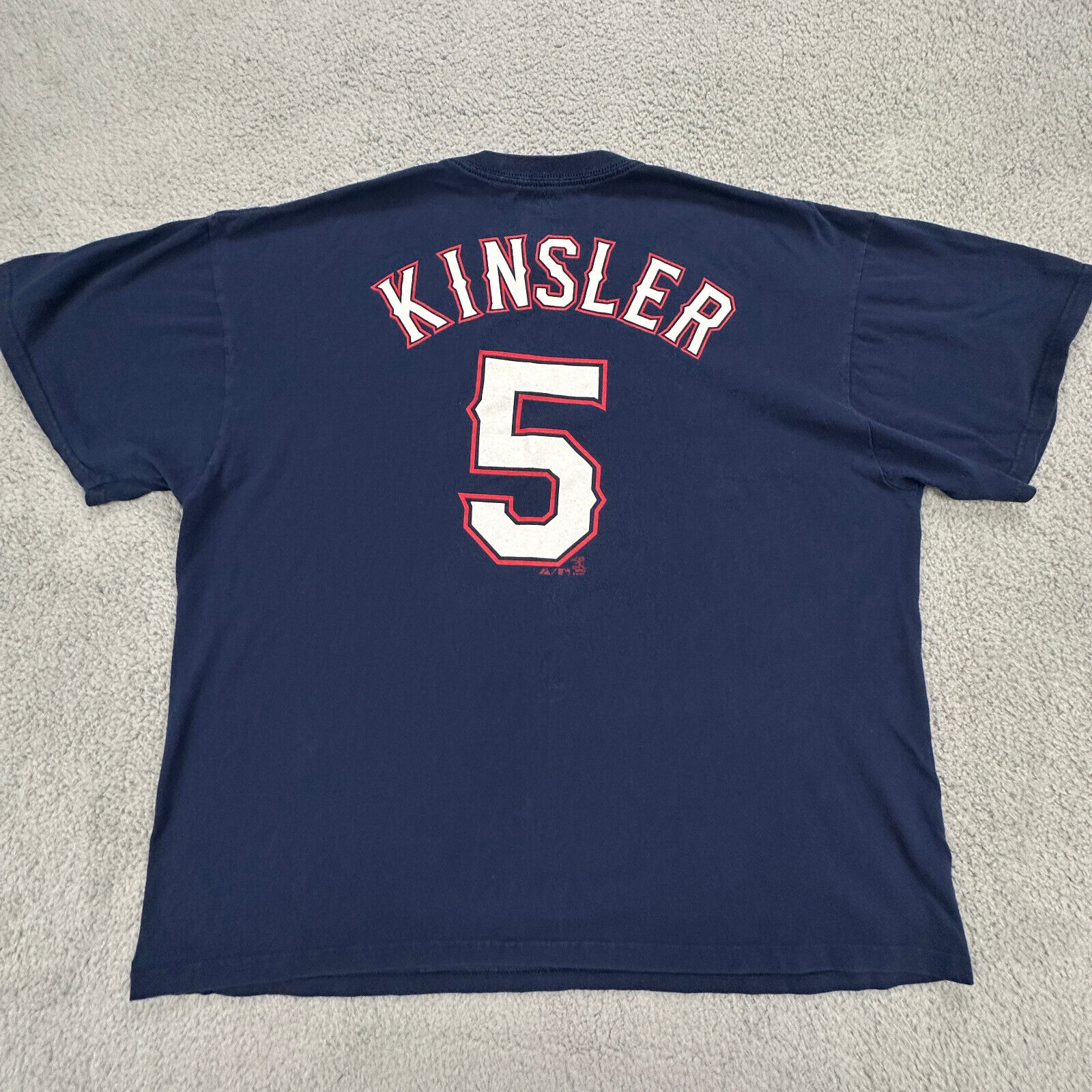 Ian Kinsler Jersey Shirt Adult 2XL Blue Texas Rangers Short Sleeve #5 MLB Mens
