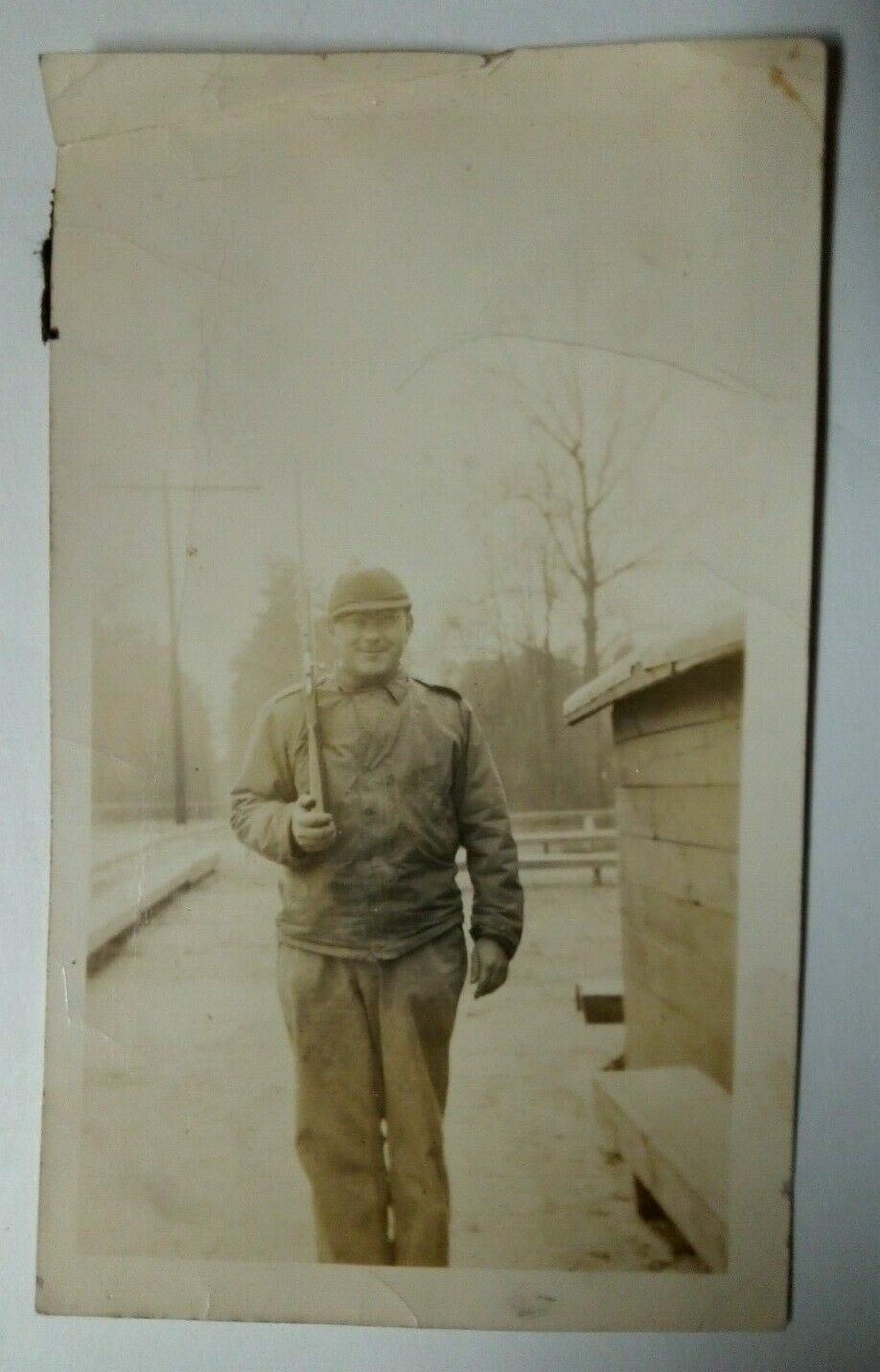 WWII WW2 US Soldier holding Rifle taken Jan. 20th 1943 Picture Photo WWII WW2 US Soldier holding Rifle taken Jan. 20th 1943 Picture Photo