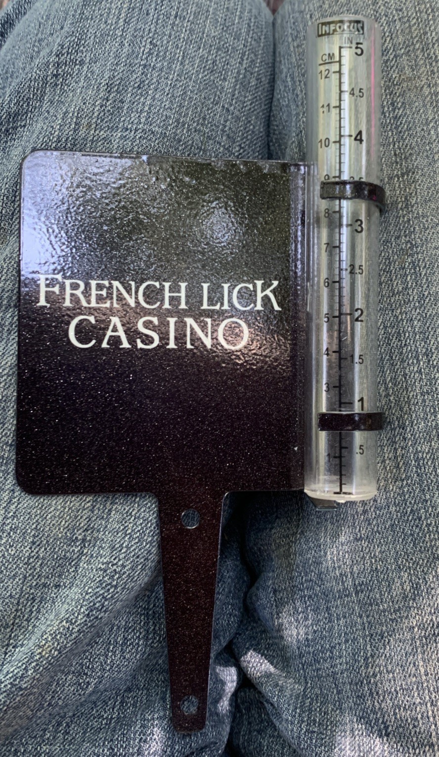 French Lick Casino Indiana Metal Rain Gauge Advertising Up To 5” French Lick Casino Indiana Metal Rain Gauge Advertising Up To 5”