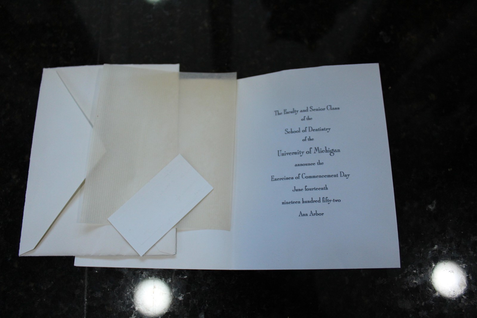Vintage 1952 Commencement Announcement University Of MI Dentistry w/ Envelope Vintage 1952 Commencement Announcement University Of MI Dentistry w/ Envelope