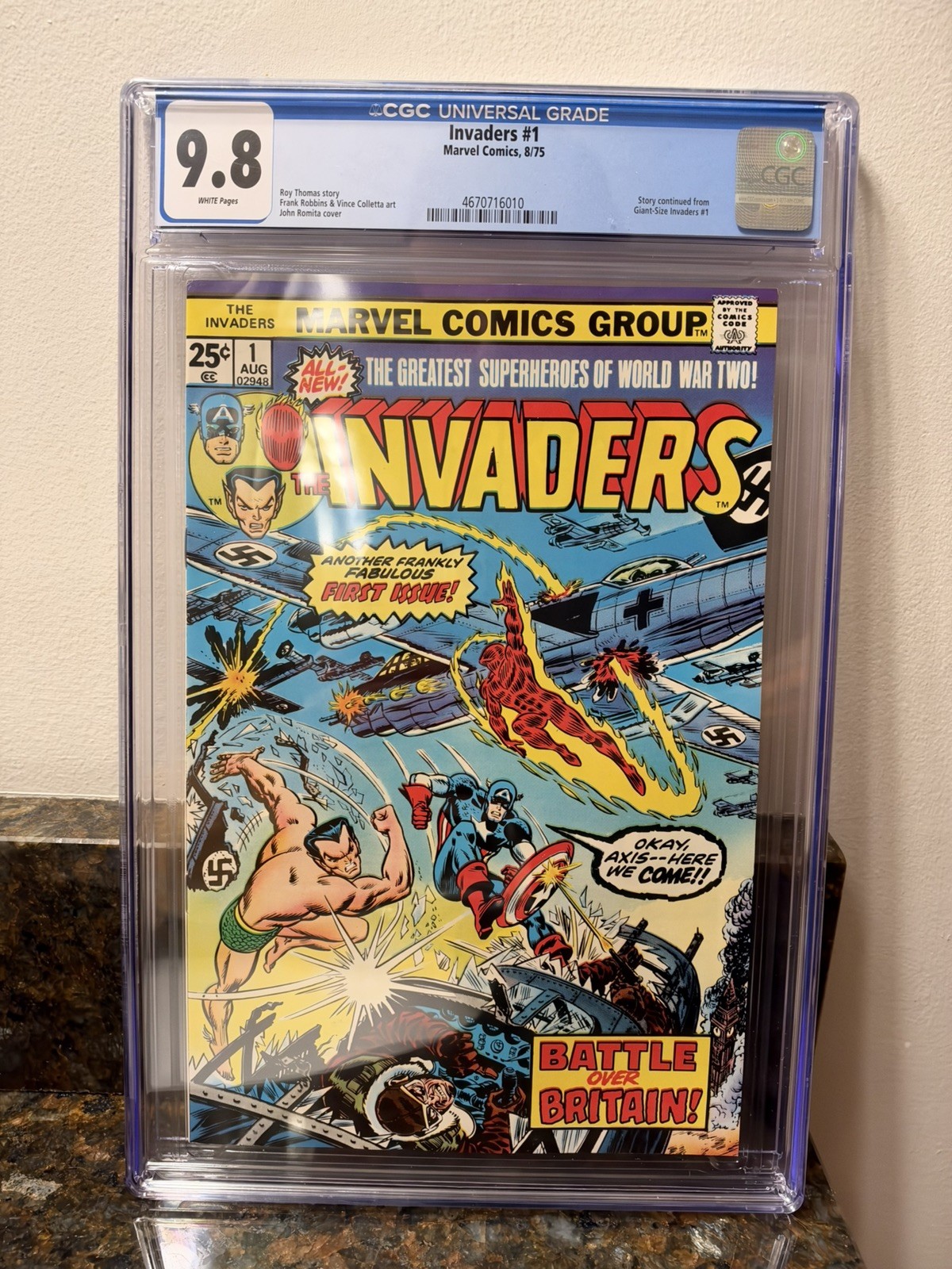 The Invaders #1 (1975) Roy Thomas, John Romita Cover, CGC 9.8 WHITE pages Rare The Invaders #1 (1975) Roy Thomas, John Romita Cover, CGC 9.8 WHITE pages Rare