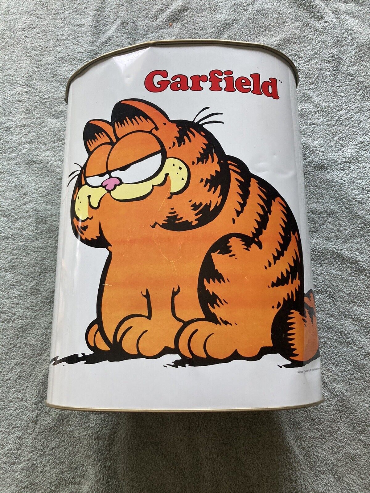 Vintage 1978 Cheinco Garfield Metal Character Garbage Trash Can 13” Tall