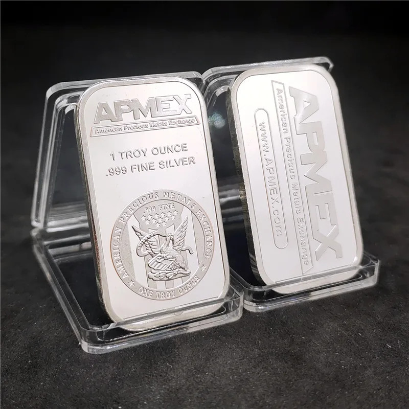 APMEX 1 Troy Ounce Silver Bullion Bar Iron Plated Collectible Bar Gift 45x29mm APMEX 1 Troy Ounce Silver Bullion Bar Iron Plated Collectible Bar Gift 45x29mm