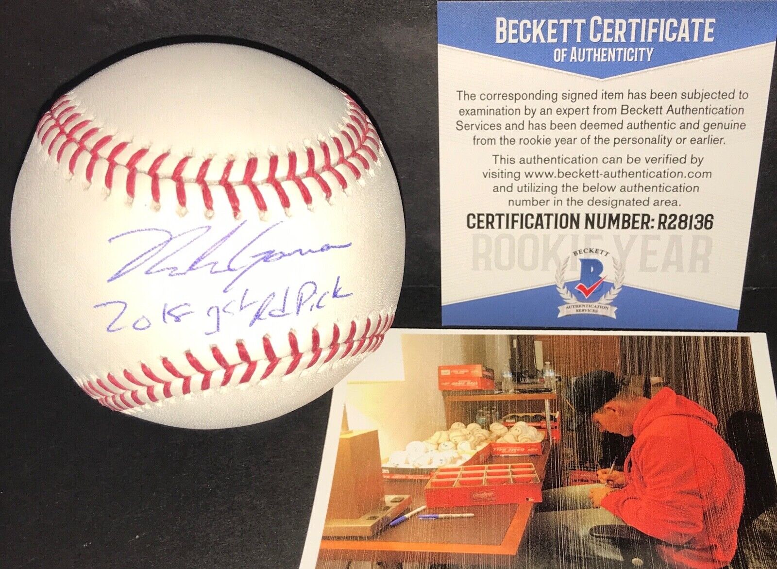 Nolan Gorman Cardinals Autographed Signed Baseball 2018 1st Rd Pick BECKETT COA