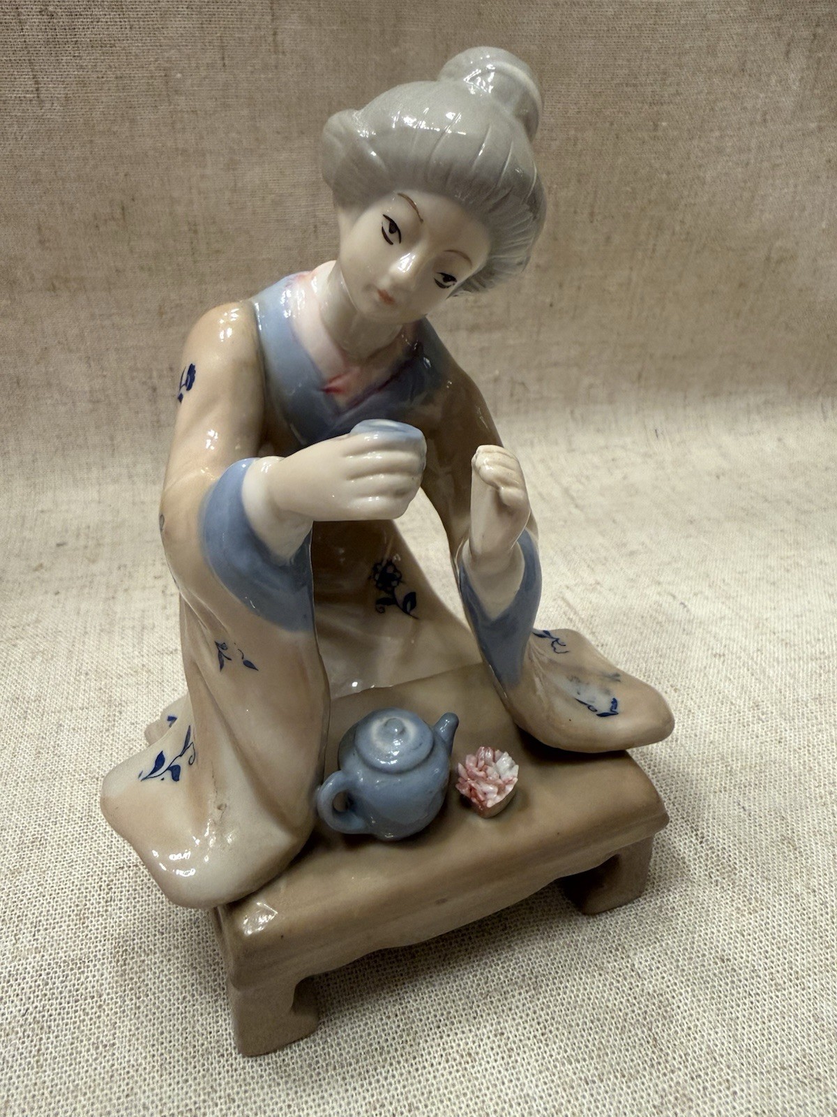 Vintage Lenwile Ardalt Geisha Tea Ceremony Porcelain Figurine Taiwan 5.75”