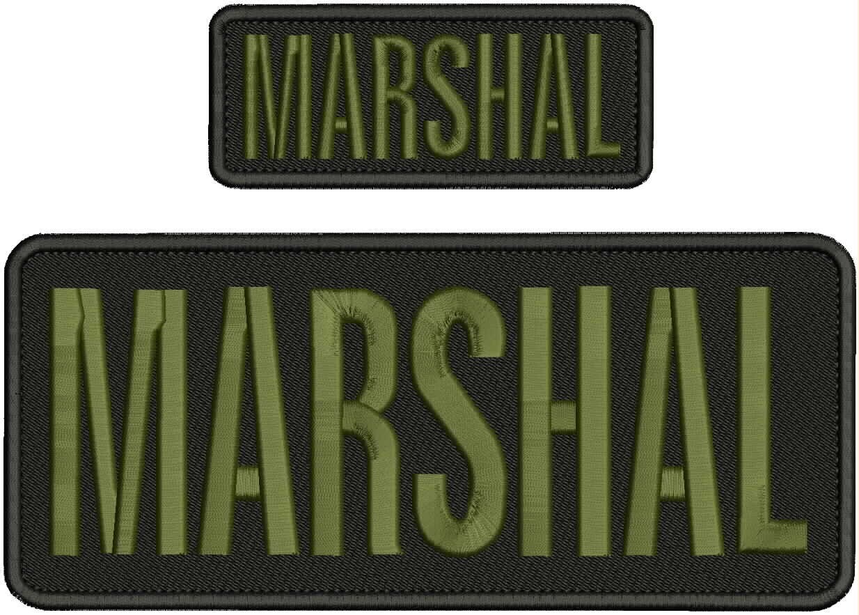 MARSHAL embroidery patches 4x10 and 2x5 hook on back letters OD GREEN MARSHAL embroidery patches 4x10 and 2x5 hook on back letters OD GREEN
