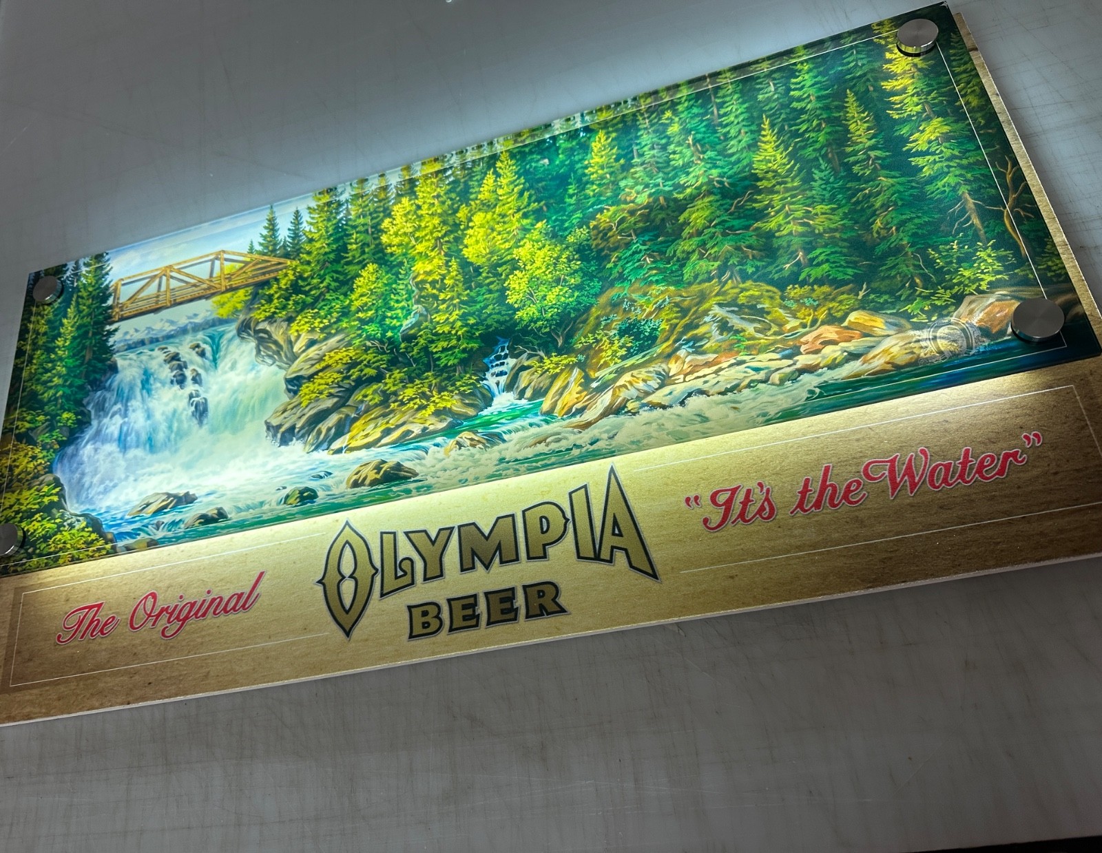 Olympia Beer Sign with vintage waterfall scene 12 Olympia Beer Sign with vintage waterfall scene 12