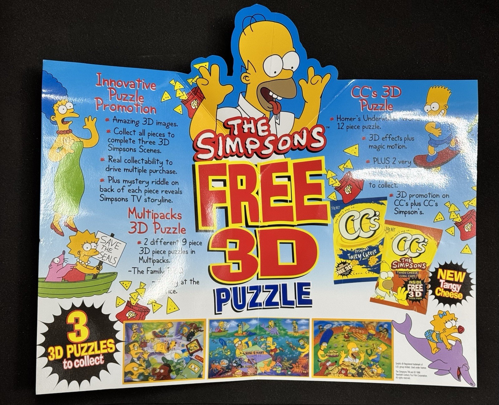 Rare 1990’s The Simpsons 3D Puzzle Promotional Fold Out Display Card.