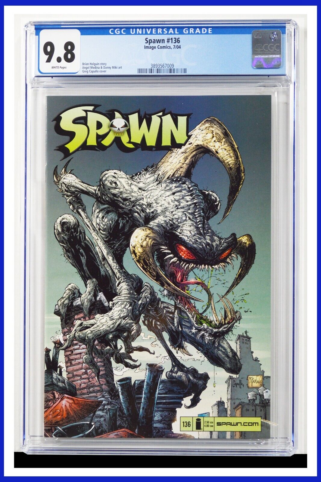 Spawn #136 CGC Graded 9.8 Image 2004 Greg Capullo Cover White Pages Comic Book.