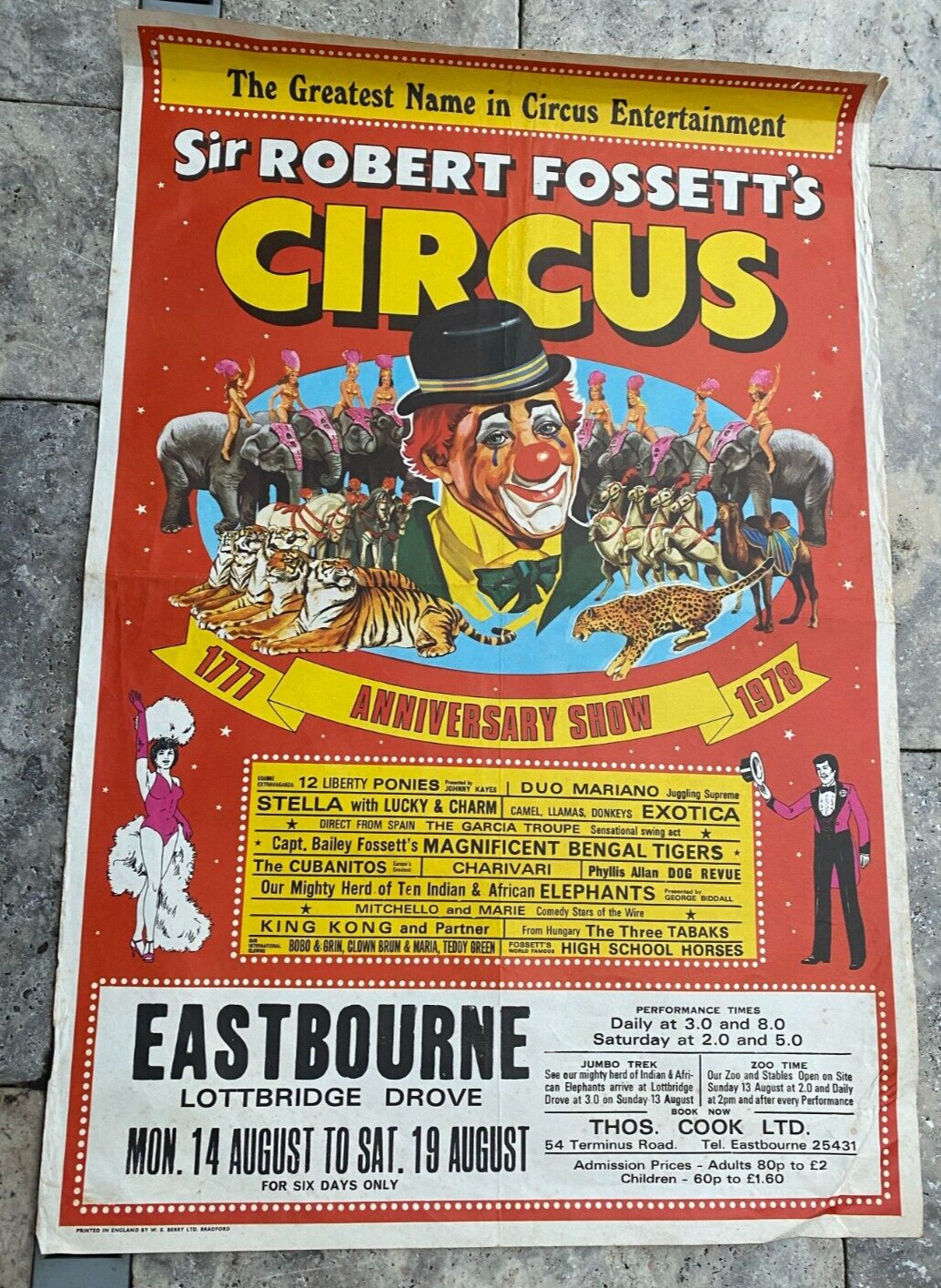 Authentic 1978 ROBERT FOSSETT'S CIRCUS EASTBOURNE UK POSTER 20 Authentic 1978 ROBERT FOSSETT'S CIRCUS EASTBOURNE UK POSTER 20