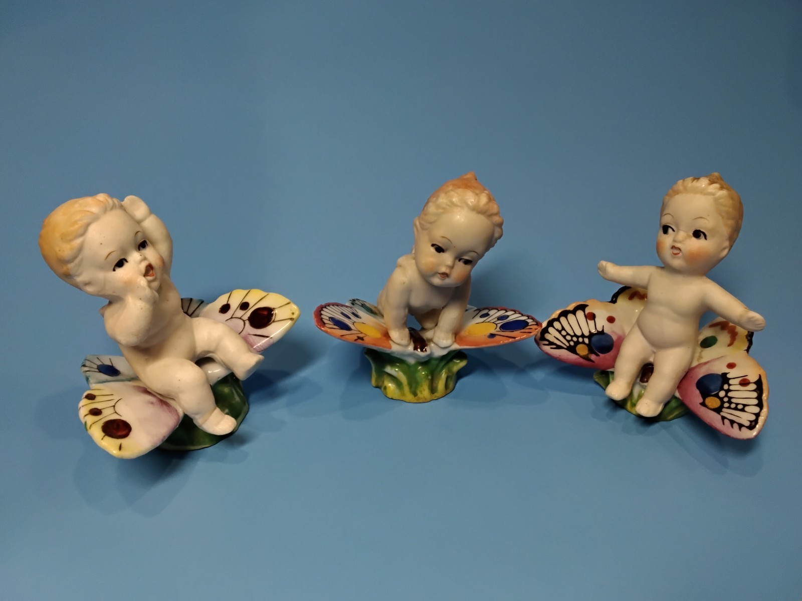 VTG. Baby Angel's Riding Butterflies Occupied Japan Colorful and Sweet VTG. Baby Angel's Riding Butterflies Occupied Japan Colorful and Sweet