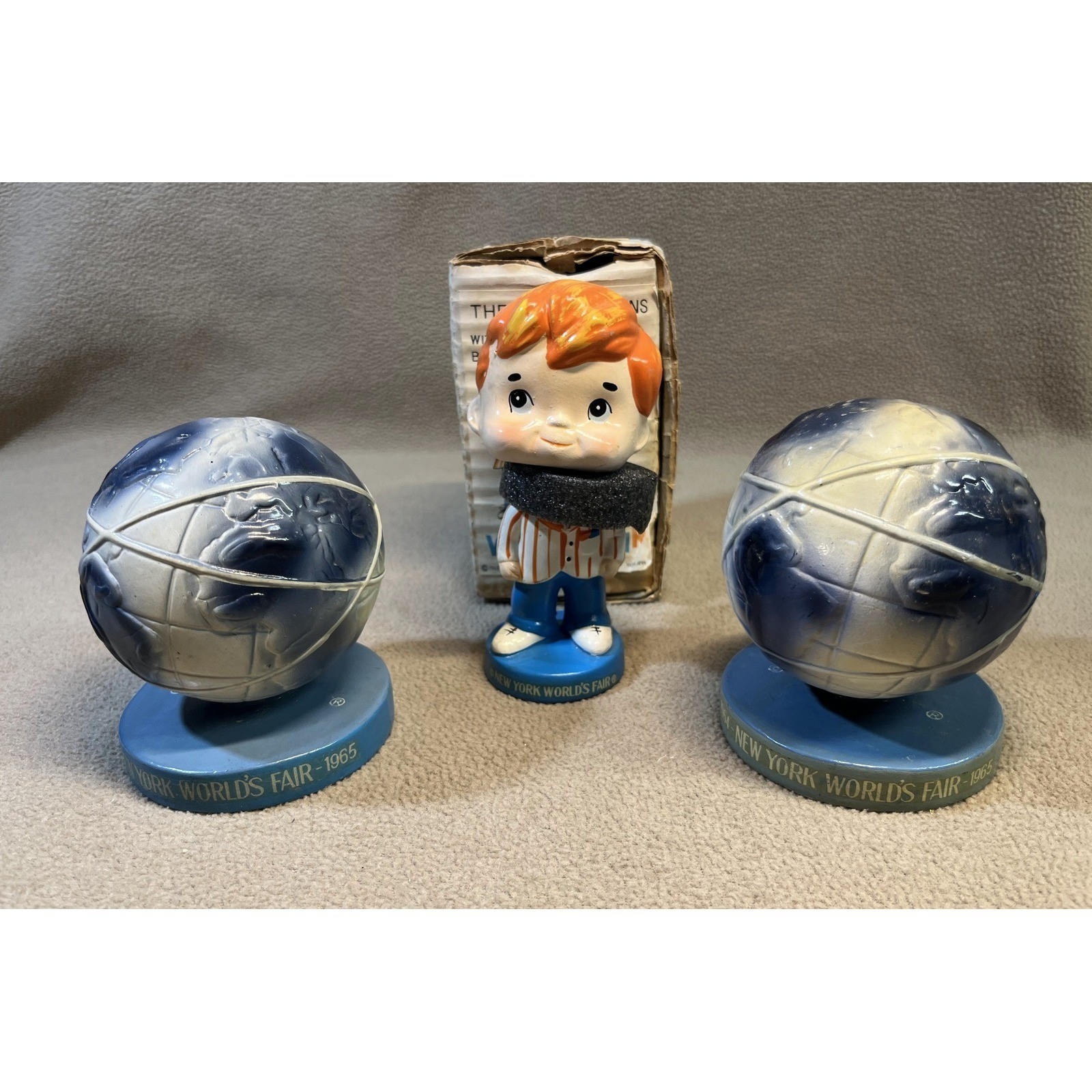 Vintage 1964-65 New York World\'s Fair Bobblehead Bill & Unisphere Set