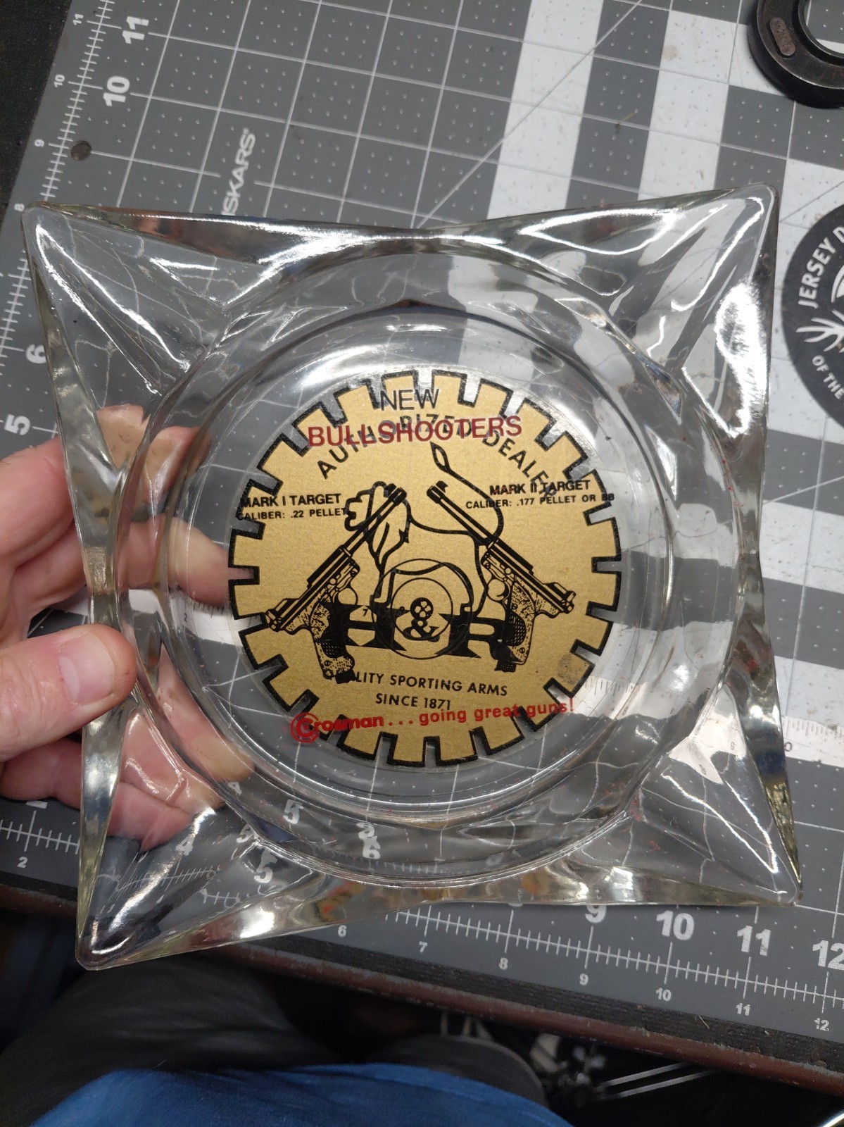 EXTREMELY RARE Advertising Ashtray. Bullshooters Crosman Dealer.