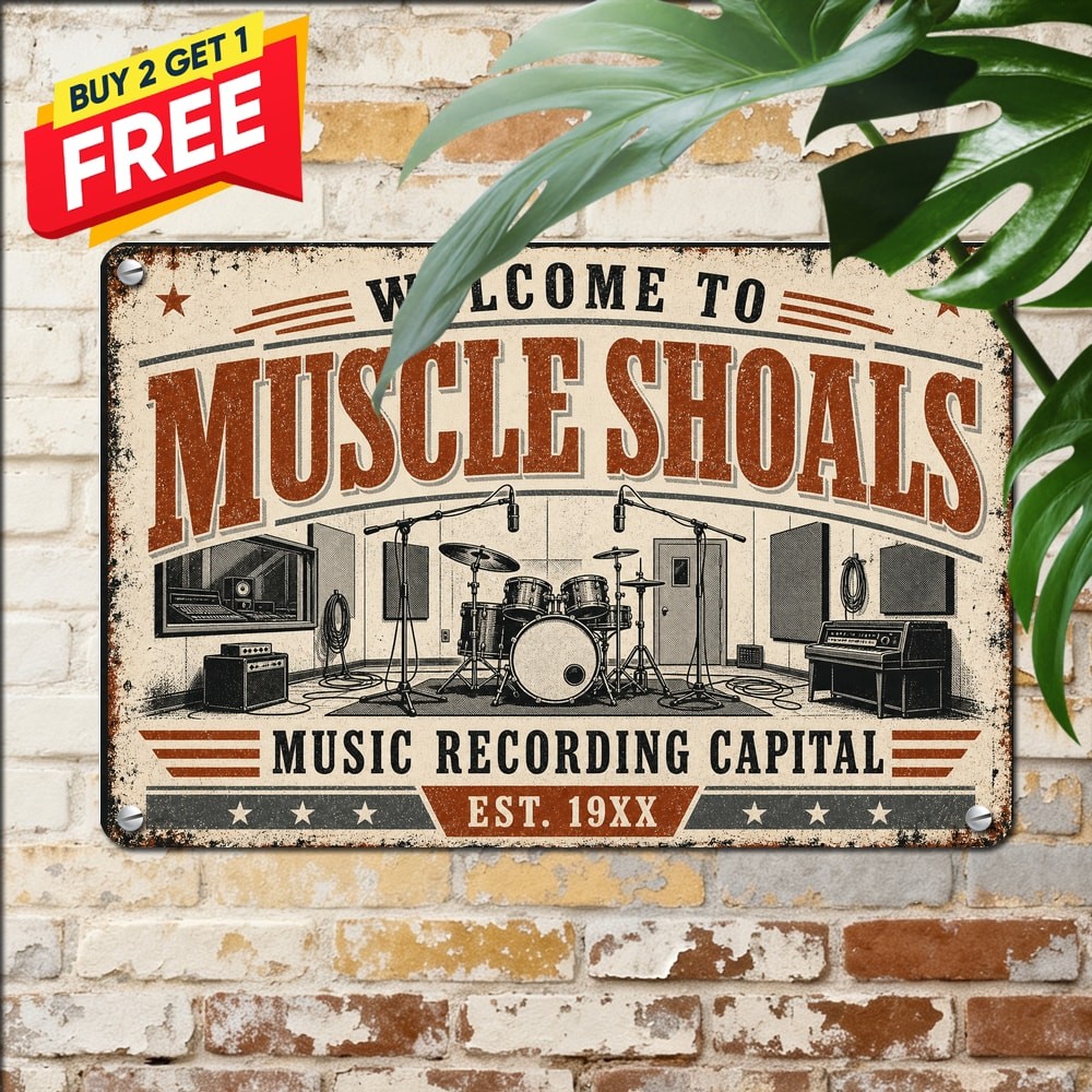 Recording Capital Studio Muscle Shoals Music History Decor Metal Wall Tin Sign