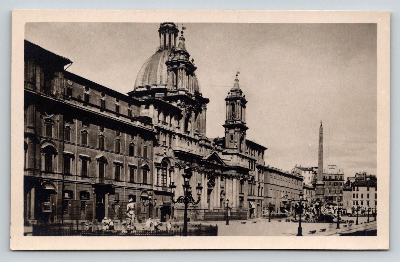 Vintage Rome Piazza Navona Sant'Agnese in Agone Italy Black & White Postcard Vintage Rome Piazza Navona Sant'Agnese in Agone Italy Black & White Postcard