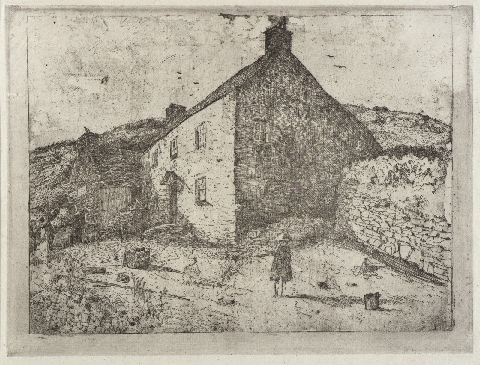 J. Alden Weir Fisherman's Hut Isle of Man Vintage Etching Photo Reprint