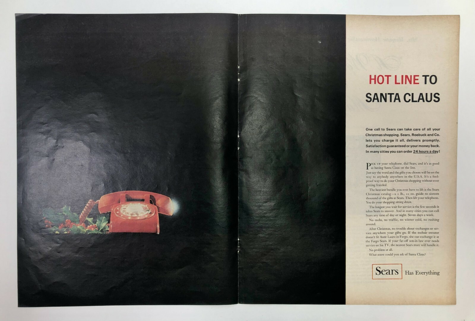 1965 SEARS ROEBUCK AND CO Hotline To Santa Clause Christmas Vintage Print Ad 1965 SEARS ROEBUCK AND CO Hotline To Santa Clause Christmas Vintage Print Ad