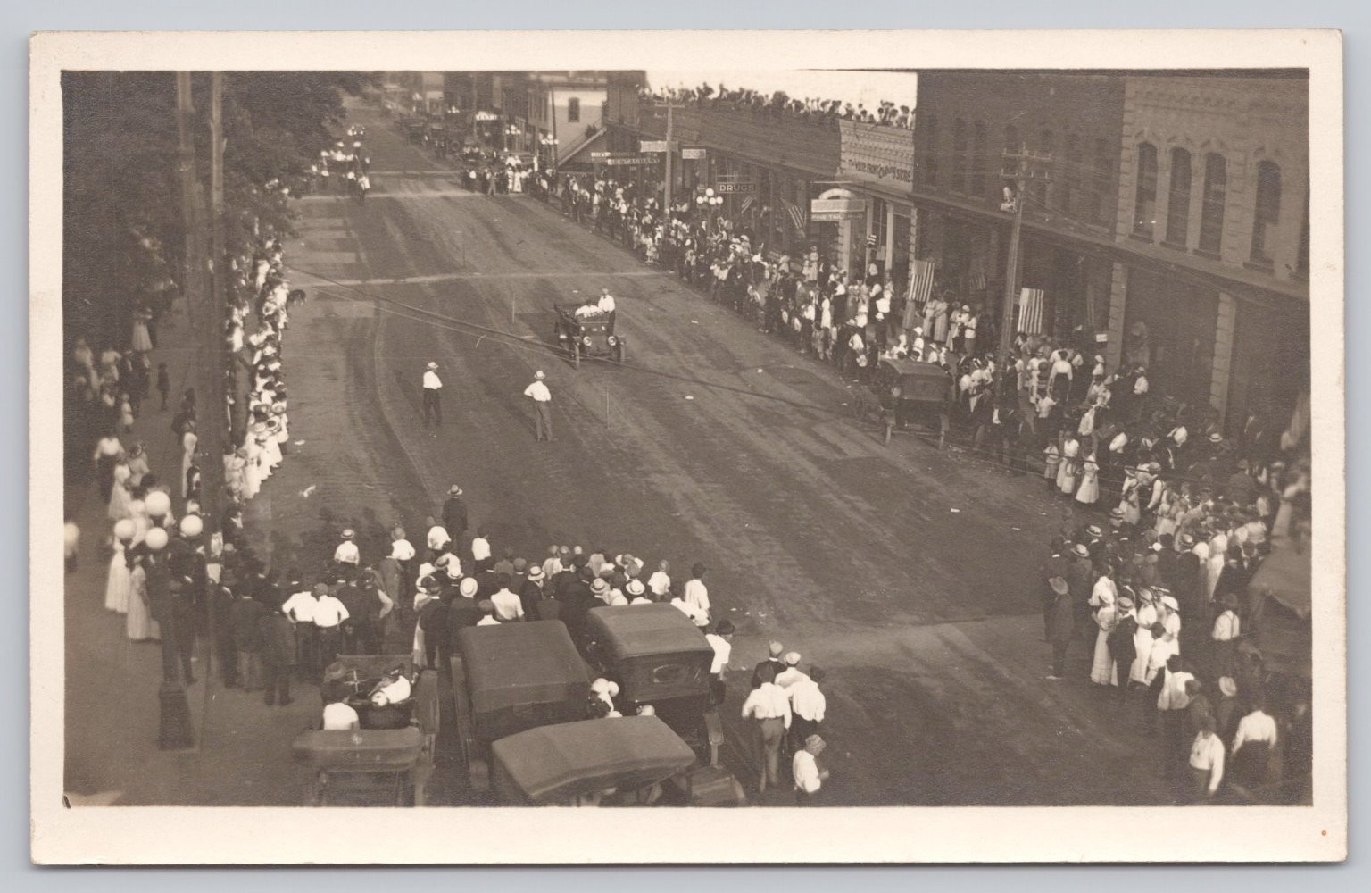 RPPC Main Street Parade Crowd Early Auto Cars Vintage Real Photo Postcard RPPC Main Street Parade Crowd Early Auto Cars Vintage Real Photo Postcard
