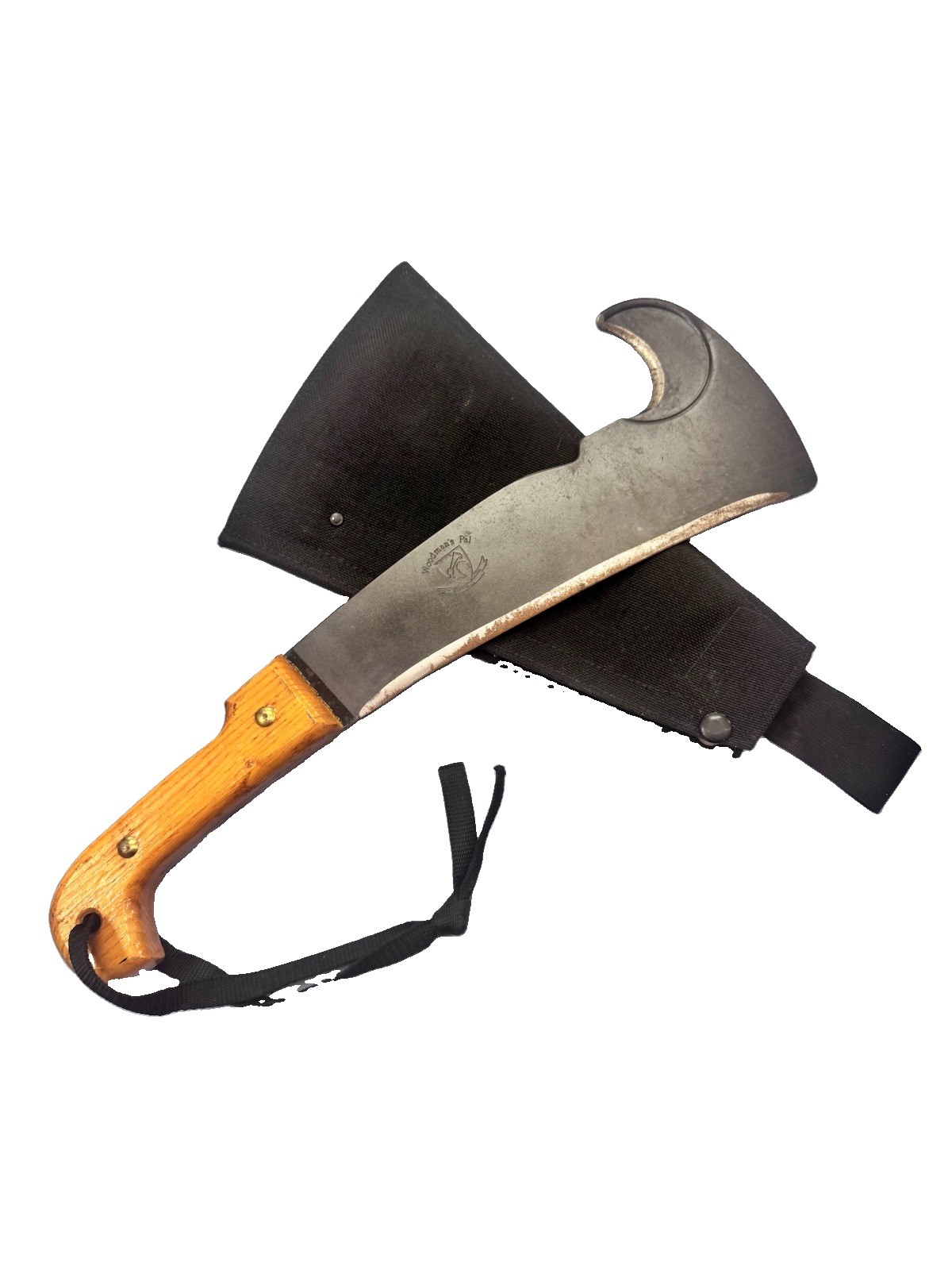 Woodman’s Pal Model 481 Machete Brush Axe Hook Wood Handle Sheath 10.5”