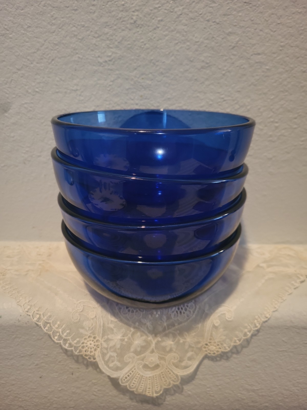 Vtg Cobalt Blue Heavy Glass Bowls Set of 4 - Made in Mexico Soup Salad Ice Cream Vtg Cobalt Blue Heavy Glass Bowls Set of 4 - Made in Mexico Soup Salad Ice Cream