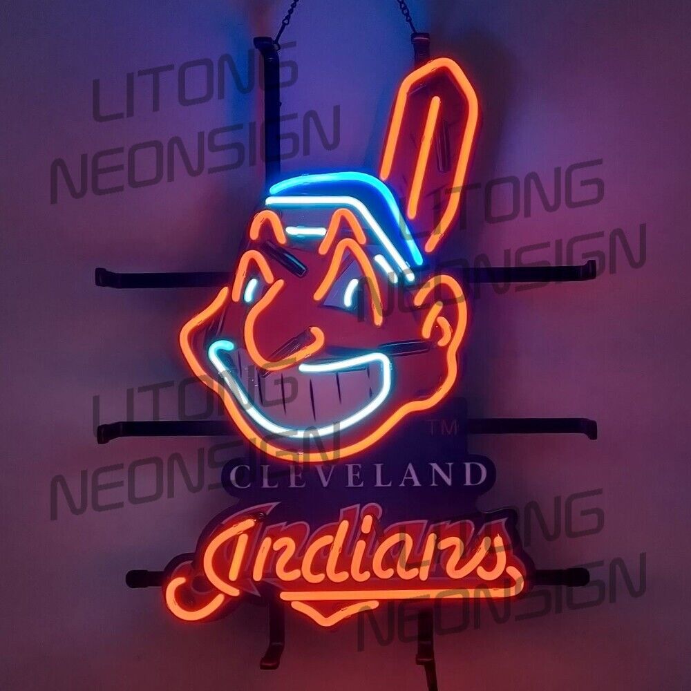 Cleveland Indians Neon Sign 19x15 With HD Printing Bar Sport Pub Wall Decor