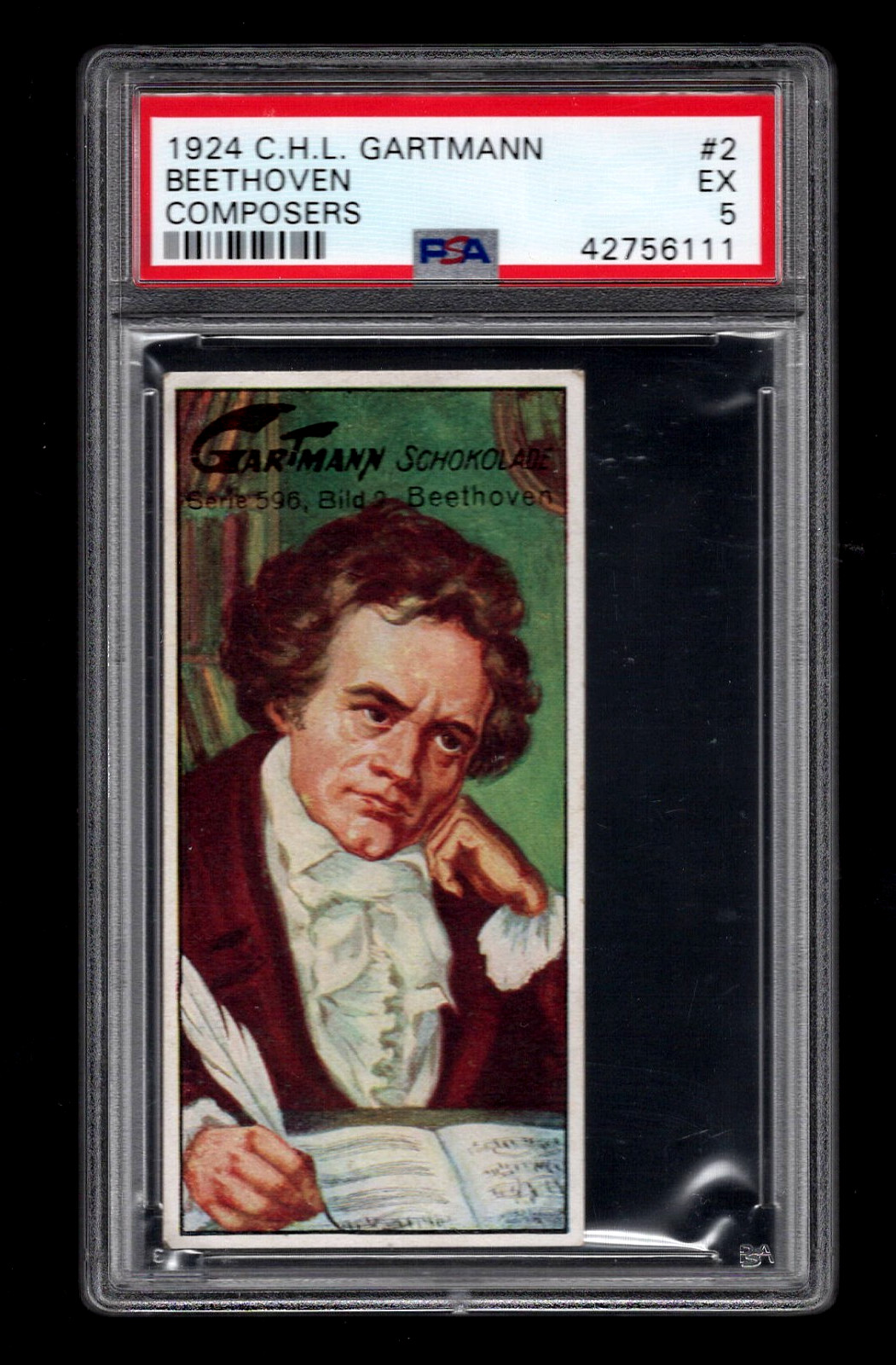 BEETHOVEN 1924 C.H.L. GARTMANN COMPOSERS CARD #2 PSA 5 EXCELLENT RARE ISSUE BEETHOVEN 1924 C.H.L. GARTMANN COMPOSERS CARD #2 PSA 5 EXCELLENT RARE ISSUE
