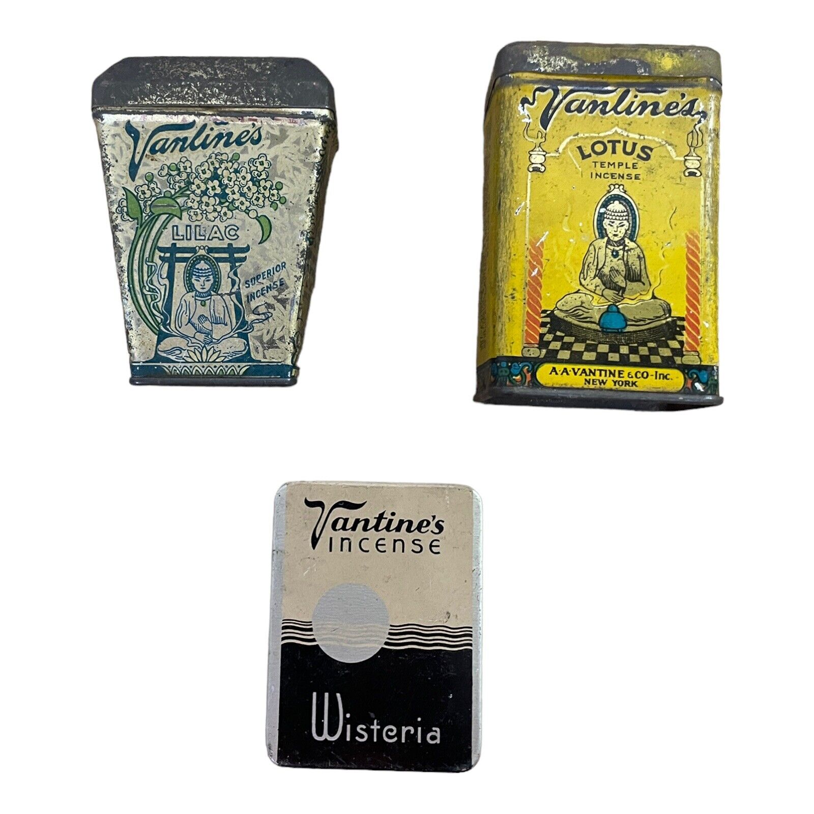 Set of 3 Vintage Vantines Insense Tins