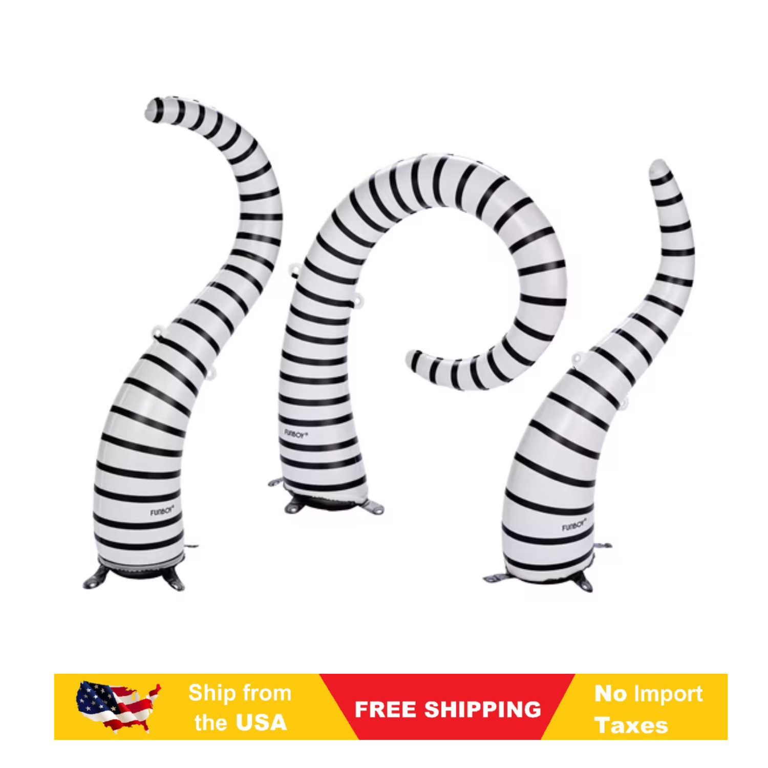 FUNBOY Inflatable Halloween Lawn Snakes 3-Pack, Black & White Outdoor Decor FUNBOY Inflatable Halloween Lawn Snakes 3-Pack, Black & White Outdoor Decor