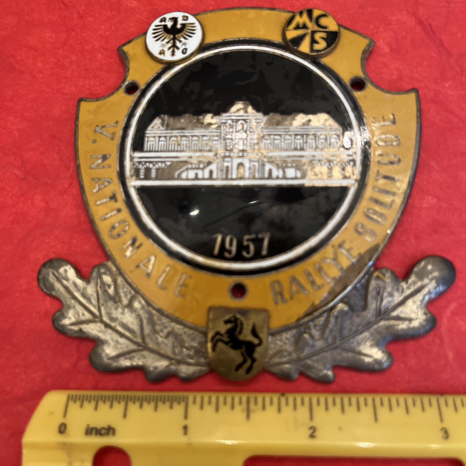 Rare 1957 Solitude /Porsche Rally Badge with ADAC and MCS Original Rare 1957 Solitude /Porsche Rally Badge with ADAC and MCS Original