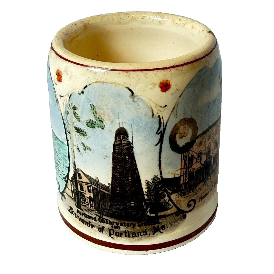 PORTLAND MAINE ME BEER STEIN GERMANY POTTERY ANTIQUE SOUVENIR CUP