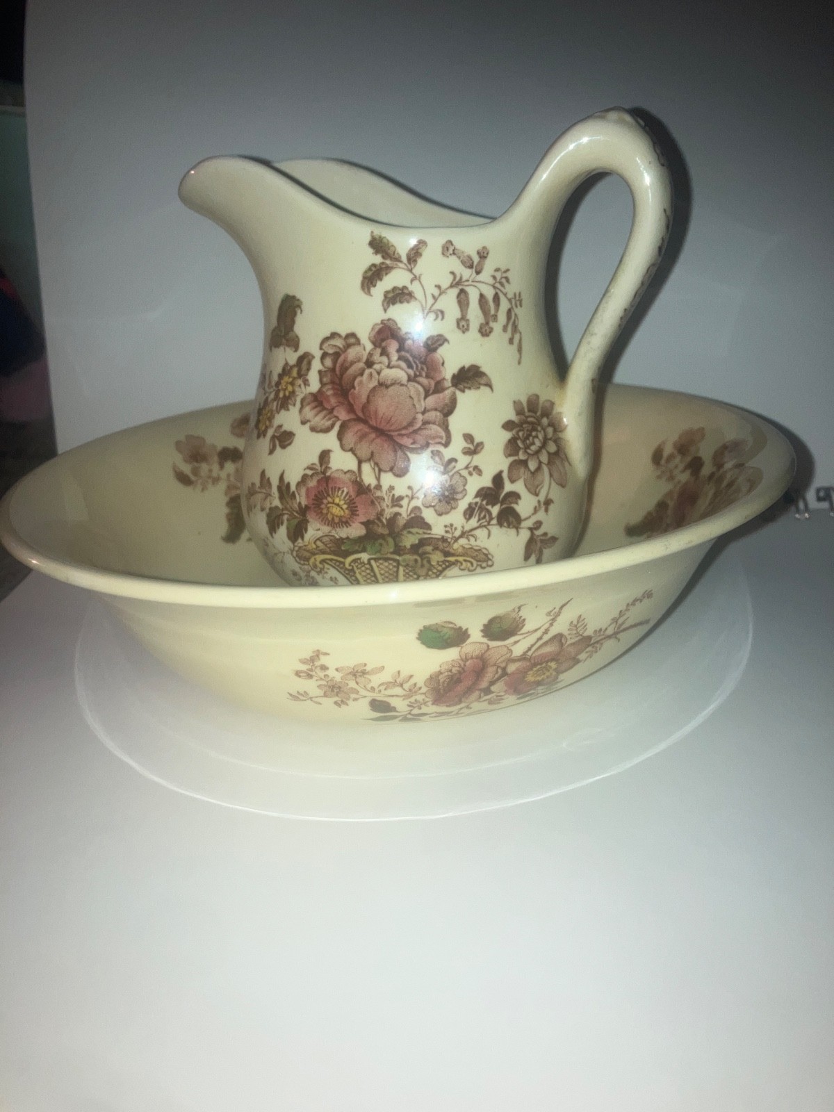 Antique Charlotte Royal Crownford pitcher and bowl Antique Charlotte Royal Crownford pitcher and bowl