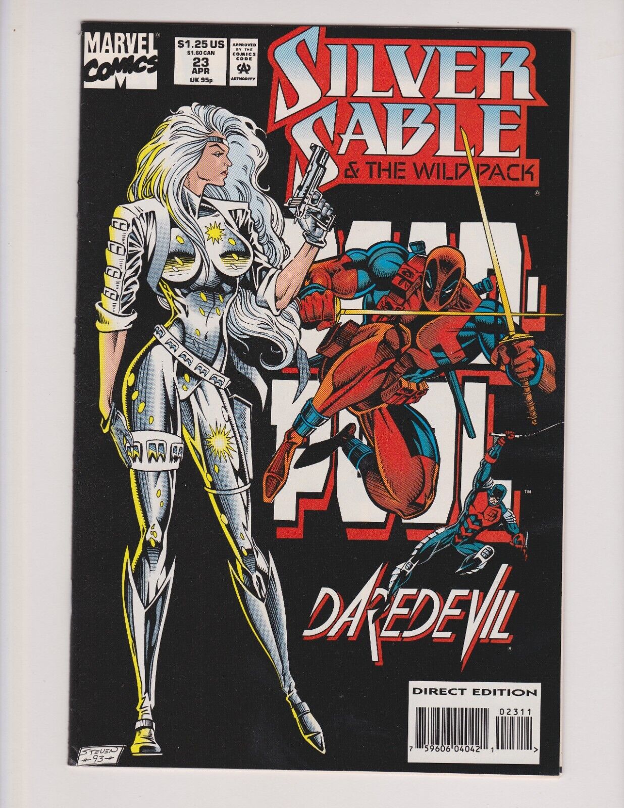SILVER SABLE & THE WOLF PACK #23 MARVEL 1992 EARLY COVER APPEARANCE OF DEADPOOL