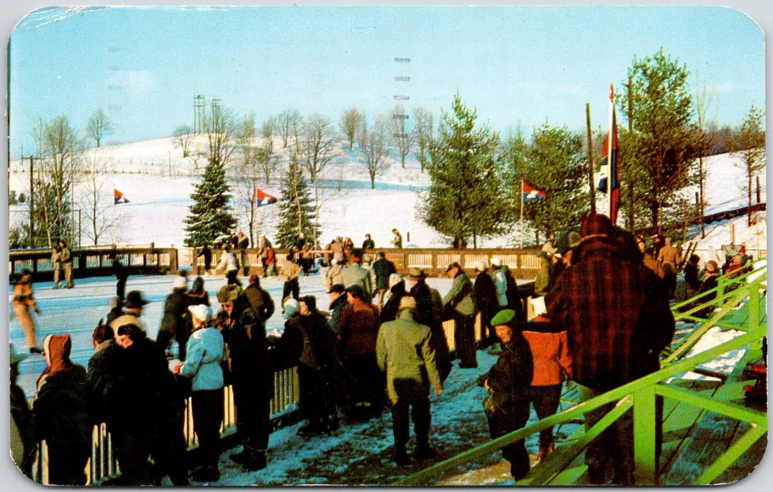 Grossingers NY Ice Skating Rink Postcard 1960s Winter Sports Scene Grossingers NY Ice Skating Rink Postcard 1960s Winter Sports Scene