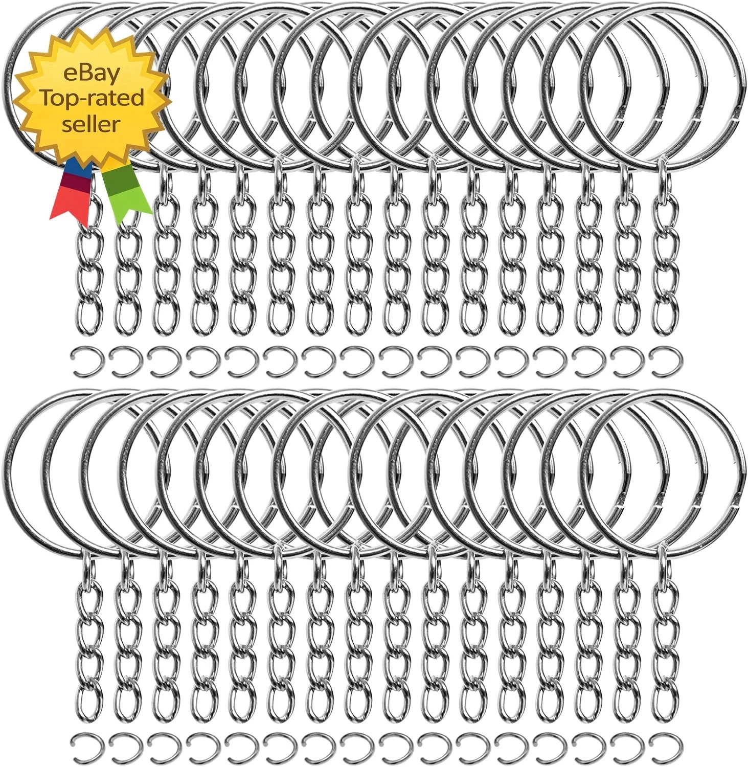50PCS Bulk Keychains Set Split Keychains Rings with Chain 1 Inch Key Rings 50PCS Bulk Keychains Set Split Keychains Rings with Chain 1 Inch Key Rings