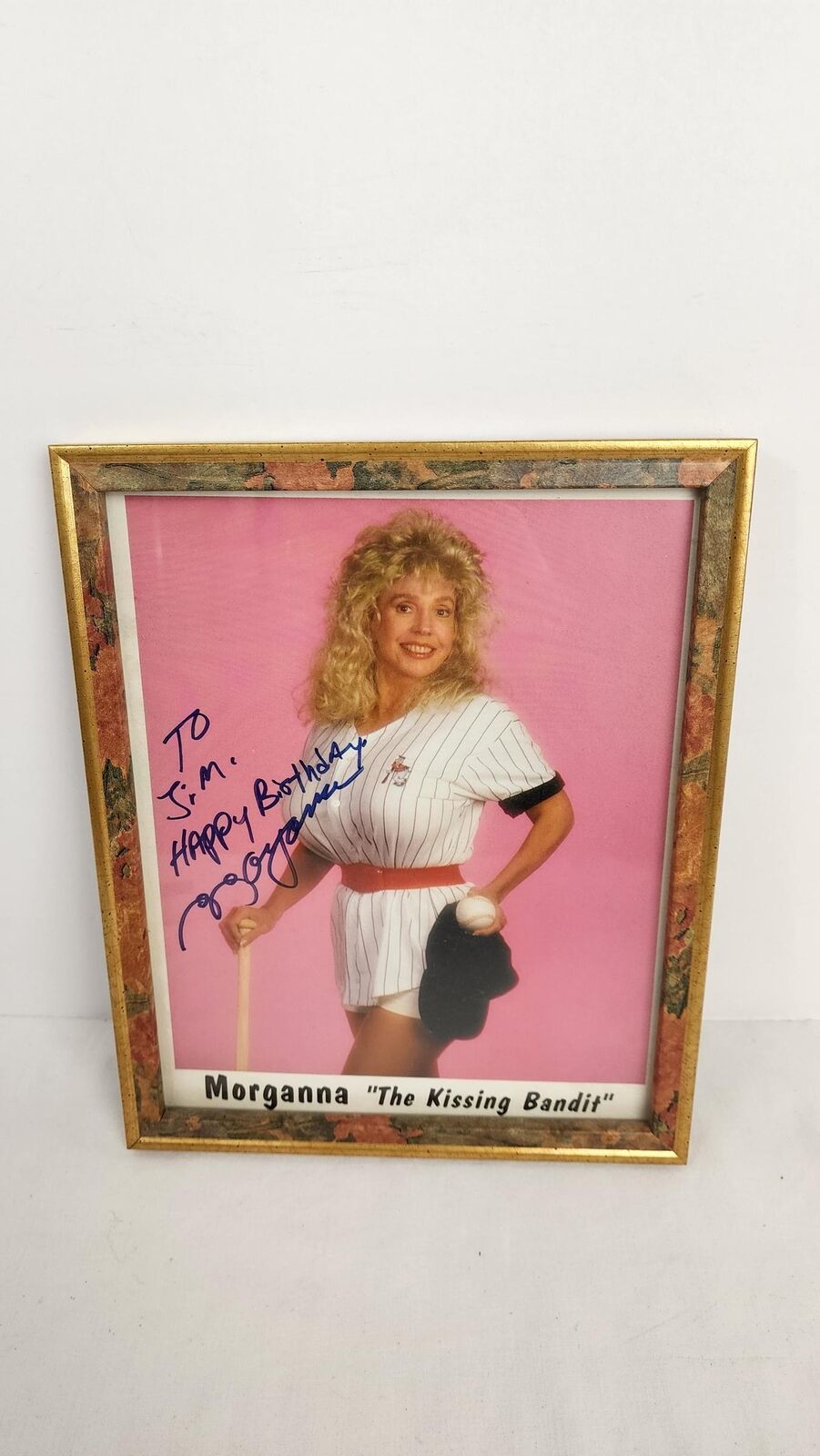 Morganna the Kissing Bandit Baseball Breast Wish Wood Framed Photo - Signed