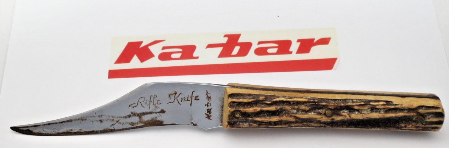 Vintage 1960's KABAR RIFLE KNIFE Stag Handle Fixed-Blade Knife - Used Knife