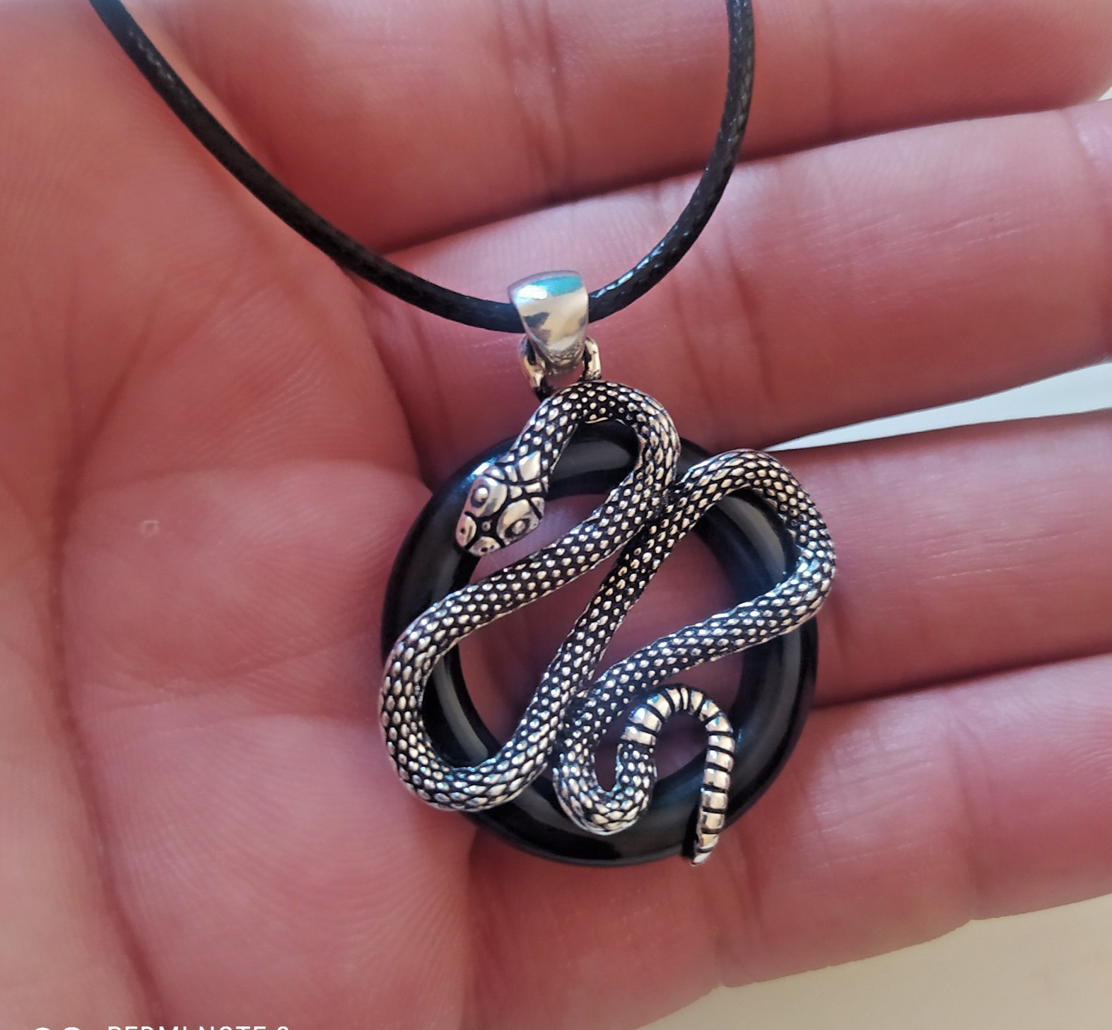 Ancient Victorian Sterling Silver Pendant Amulet Engraved Snake Black Onyx Stone Ancient Victorian Sterling Silver Pendant Amulet Engraved Snake Black Onyx Stone