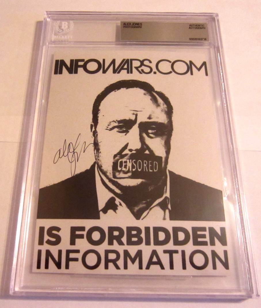 Alex Jones radio host 5x7 autographed BAS Beckett authentic INFOWARS resistance Alex Jones radio host 5x7 autographed BAS Beckett authentic INFOWARS resistance