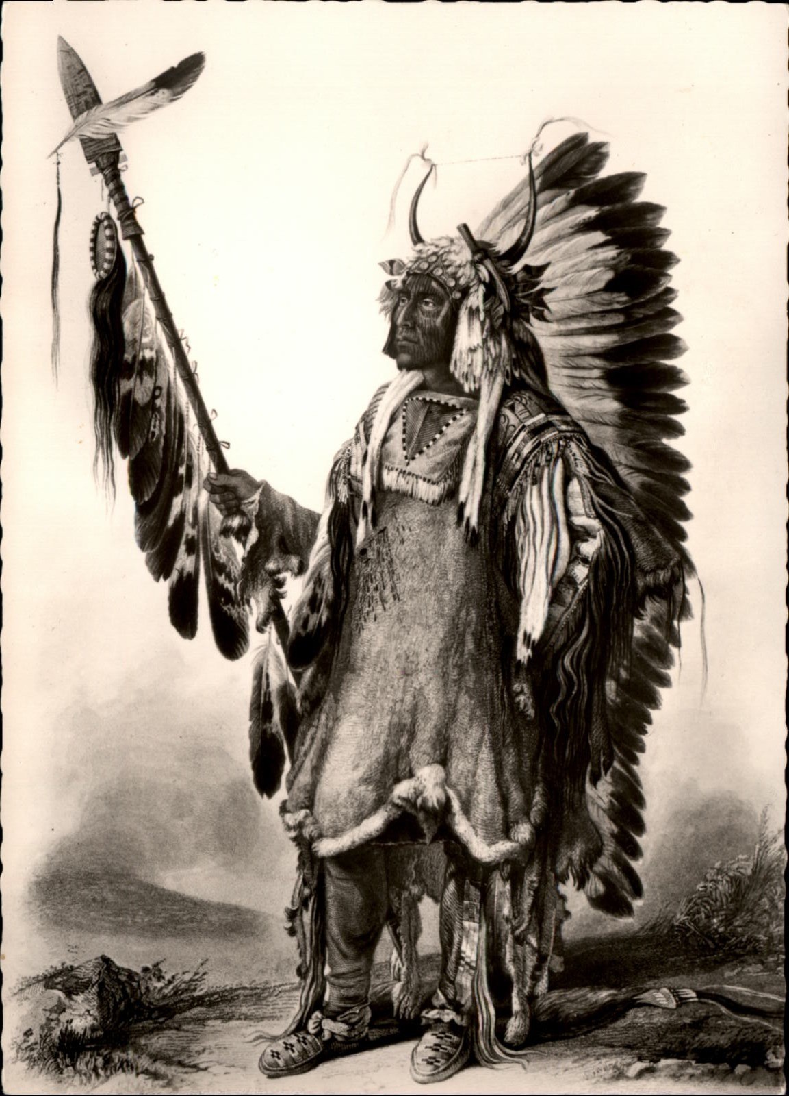 RPPC Chief Mato-tope Mandan Missouri vintage art postcard m350