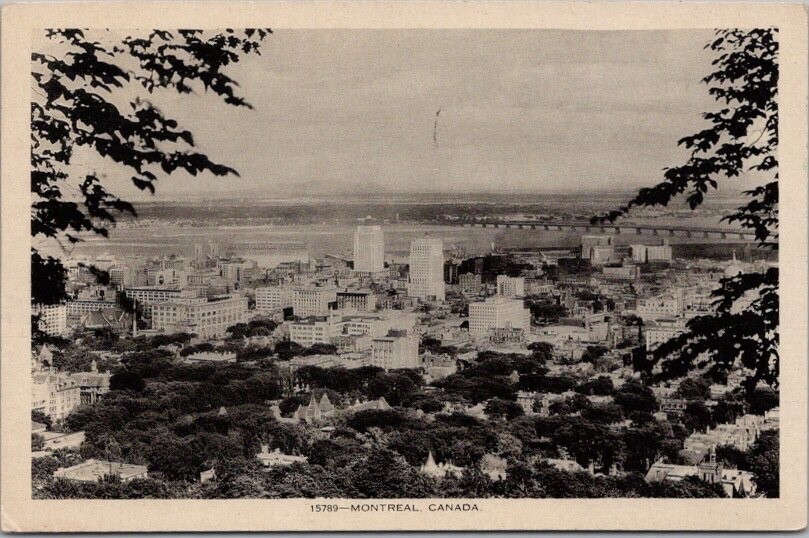 Vintage 1936 MONTREAL Quebec Canada Postcard Bird's-Eye Panorama City View