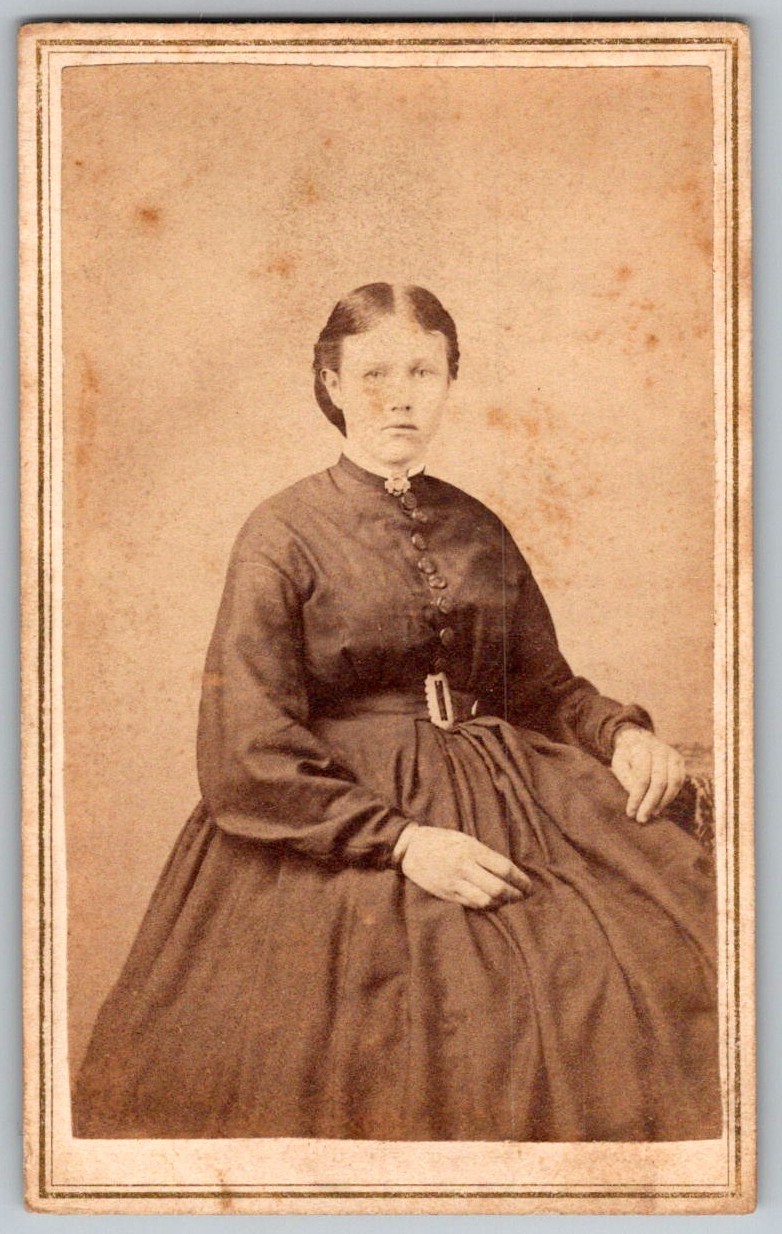 Antique Cdv Circa 1860s Gorgeous Lady In Dark Dress Seated With Braided Hair Antique Cdv Circa 1860s Gorgeous Lady In Dark Dress Seated With Braided Hair
