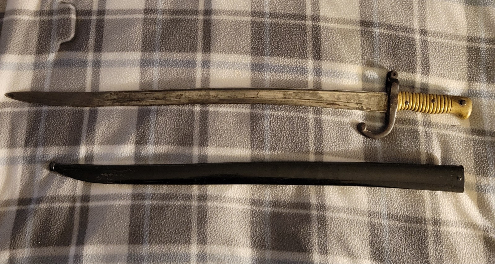 Antique French Model 1866 Chassepot German Captured Reissued with Scabbard Antique French Model 1866 Chassepot German Captured Reissued with Scabbard