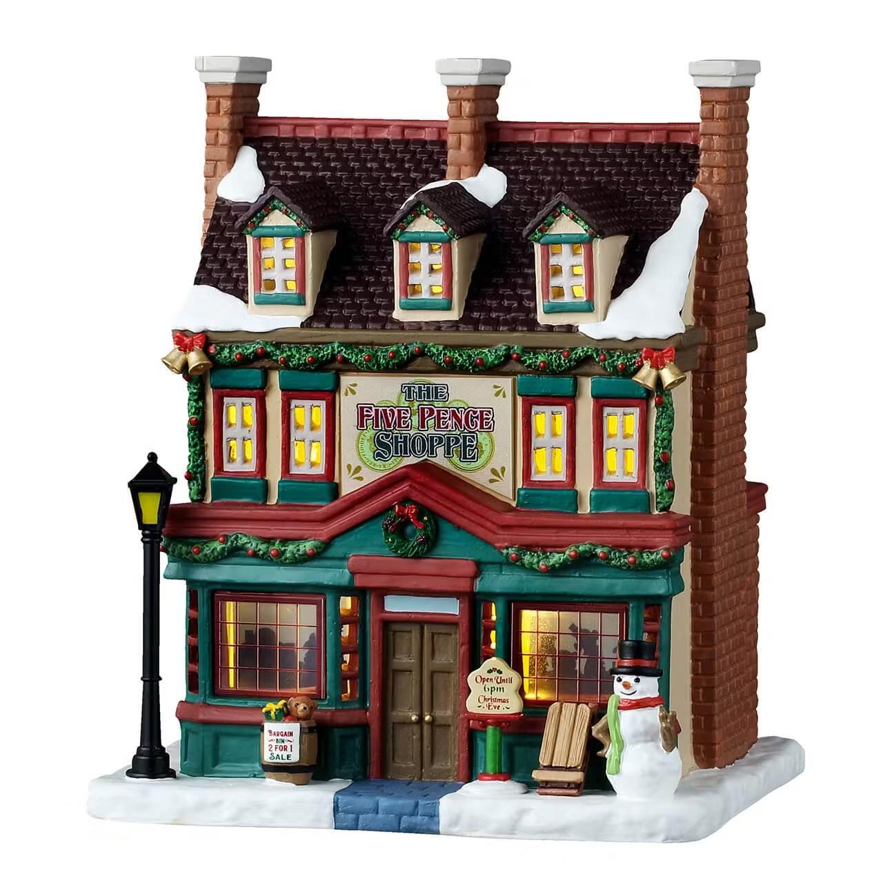 Lemax Caddington Village The Five Pence Shoppe w Charming Garlands 55344 Lemax Caddington Village The Five Pence Shoppe w Charming Garlands 55344