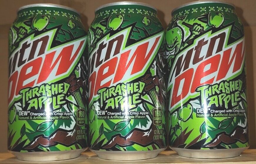 THRASH Mountain Dew Thrashed Apple. (3 pack of SINGLE CANS)  5/24