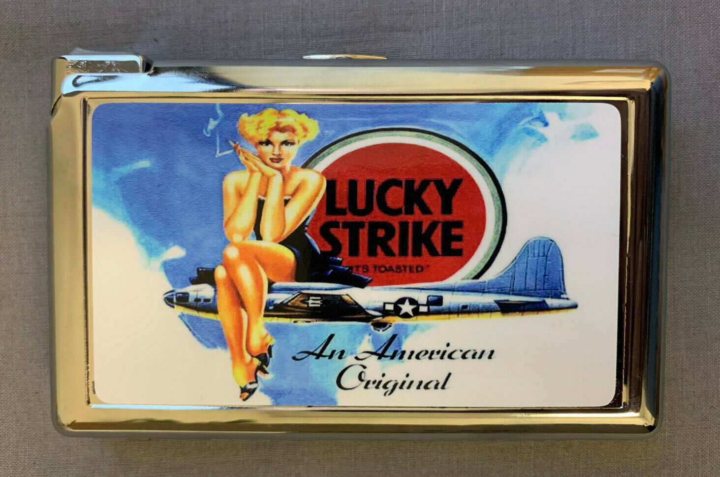 Lucky Strike Bomber Ad Cigarette Case with lighter ID Holder Wallet LS02 Vintage