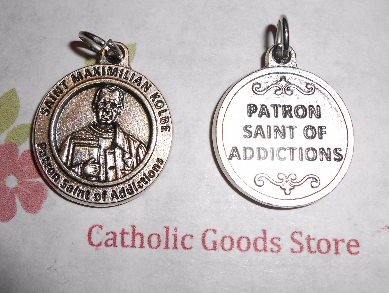 Saint St. Maximilian Kolbe - Patron Saint of Addictions - Silver Tone - Medal Saint St. Maximilian Kolbe - Patron Saint of Addictions - Silver Tone - Medal