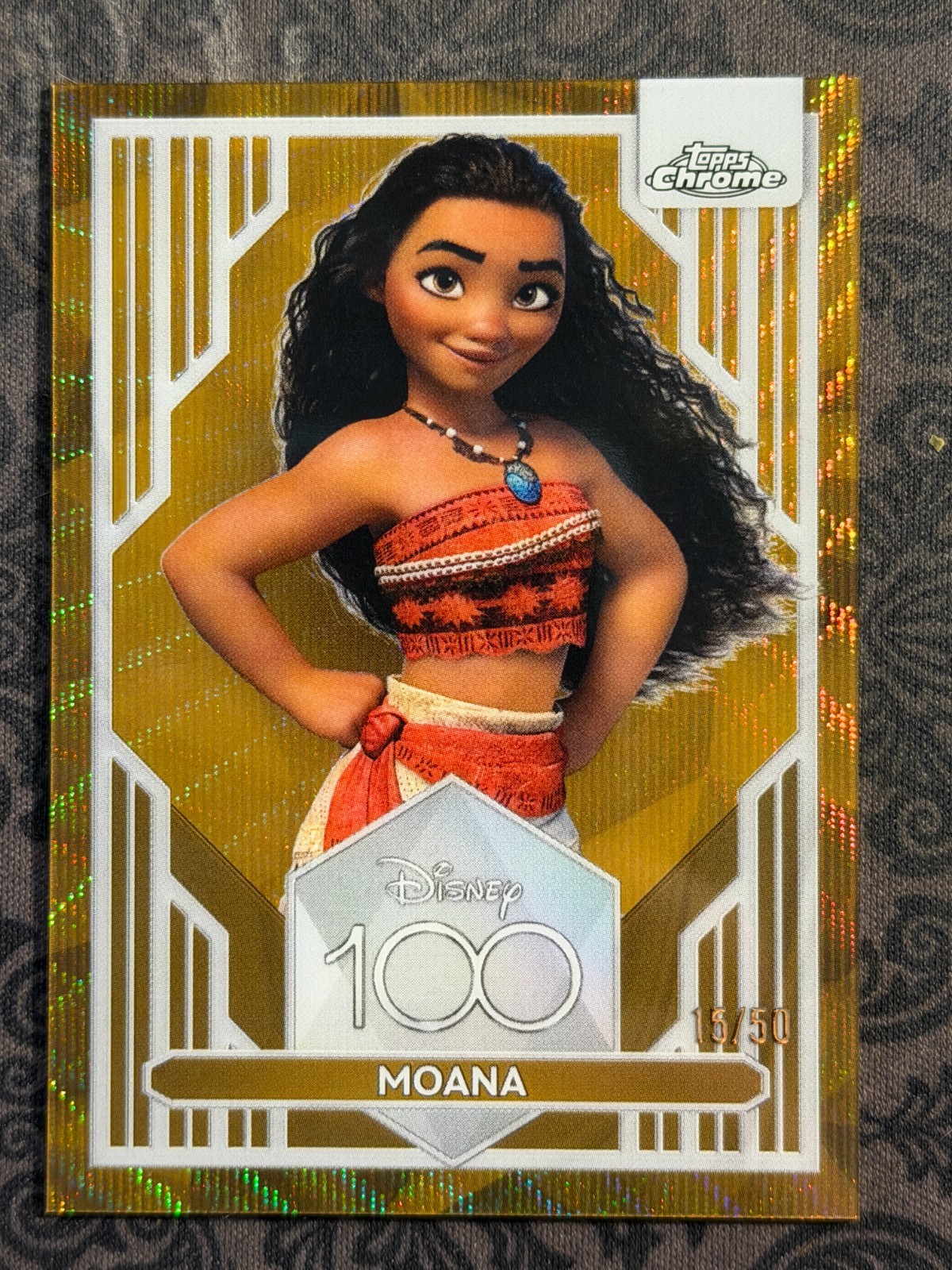 2023 TOPPS CHROME DISNEY 100 MOANA GOLD WAVE REFRACTOR SSP/50 INVEST 2023 TOPPS CHROME DISNEY 100 MOANA GOLD WAVE REFRACTOR SSP/50 INVEST